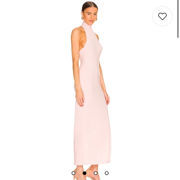 Norma Kamali Halter Turtle Side Slit Gown in Blush - Picture 2 of 5